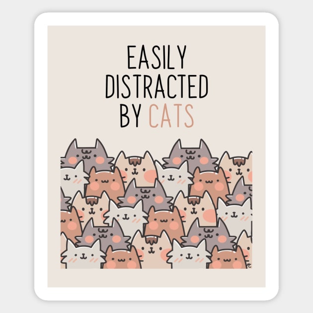 Easily distracted by cats Sticker by Sugar Bubbles 